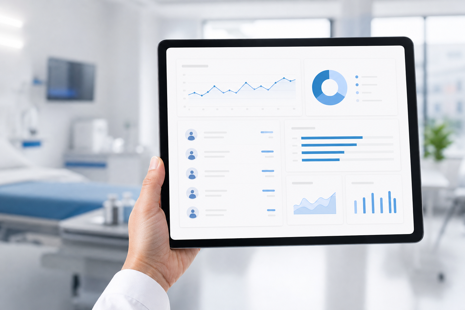 A clinician reviewing a digital health dashboard on a tablet